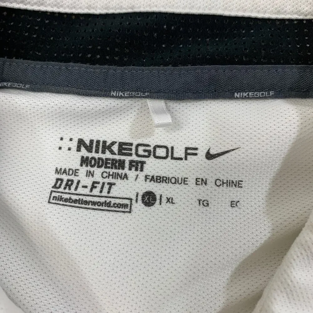 Nike Polo Shirt Mens XL White Graphite‎ Grey Momentum Golf Dri Fit Modern Fit